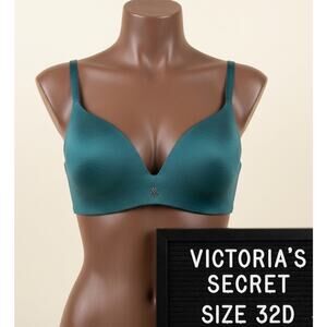 Victoria's Secret 32D Bra Green T-Shirt Bra Wireless Padded No Wire Smooth VS